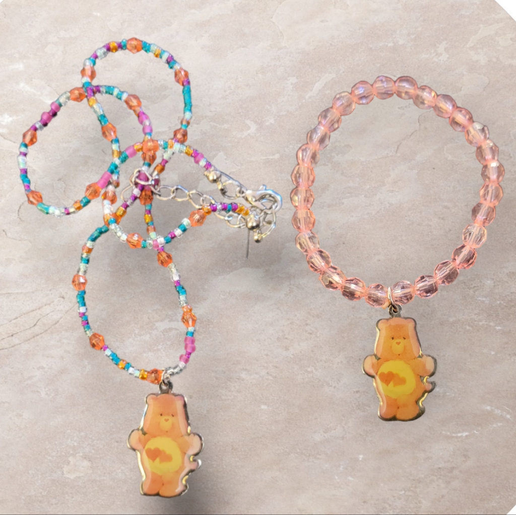 Vintage Care Bear Necklace Set